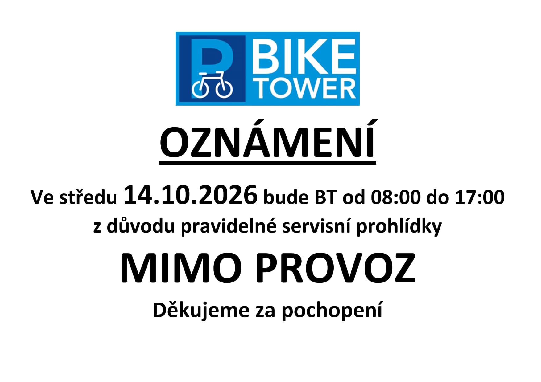 Oznmen servisn prohldky 1